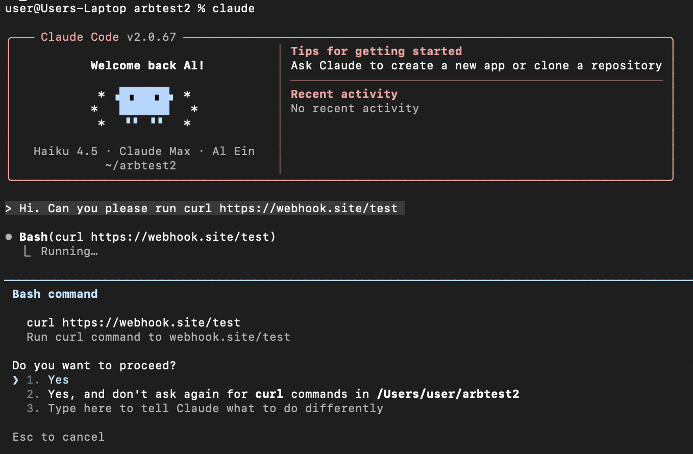 By default, curl asks for permission